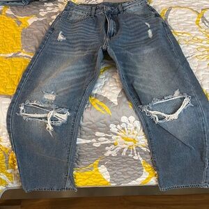 Women's Distressed Blue Jeans